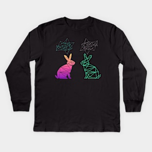 Geometric Bunny Colorful Abstract Retro Design Kids Long Sleeve T-Shirt